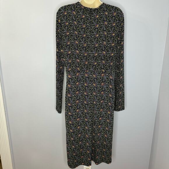 Brooks Brothers Violette-Print Navy Surplice Jersey Faux Wrap Jersey Dress M - Picture 8 of 12